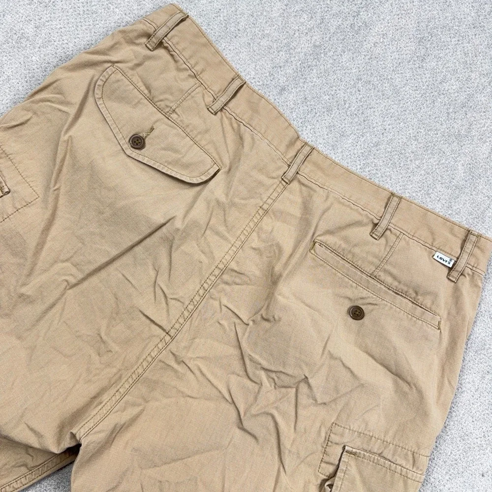Levis Cargo Shorts Men 38 Tan Brown Rip Stop Canvas Hiking Dad Adult Utility